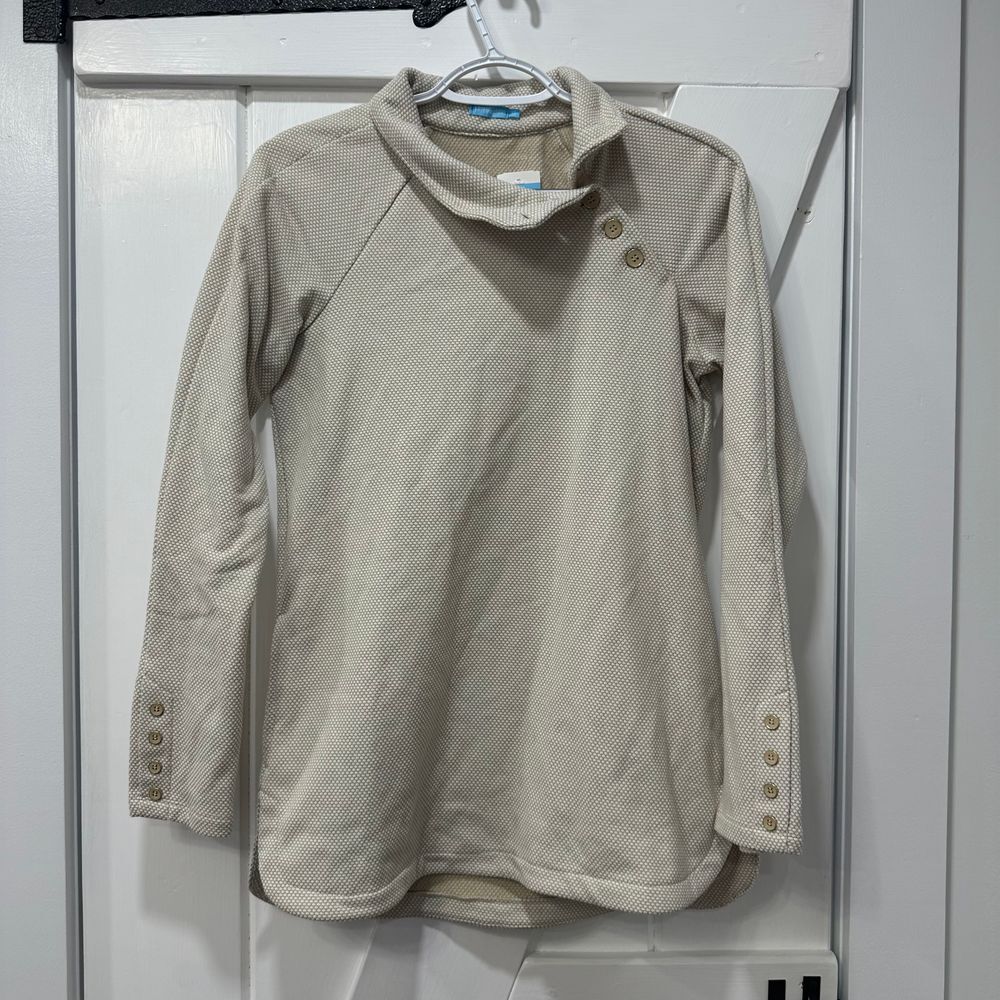 J Mclaughlin Marisa Pullover Sweater XS Solid Oatmeal Scale Shawl Neck‎ NWT